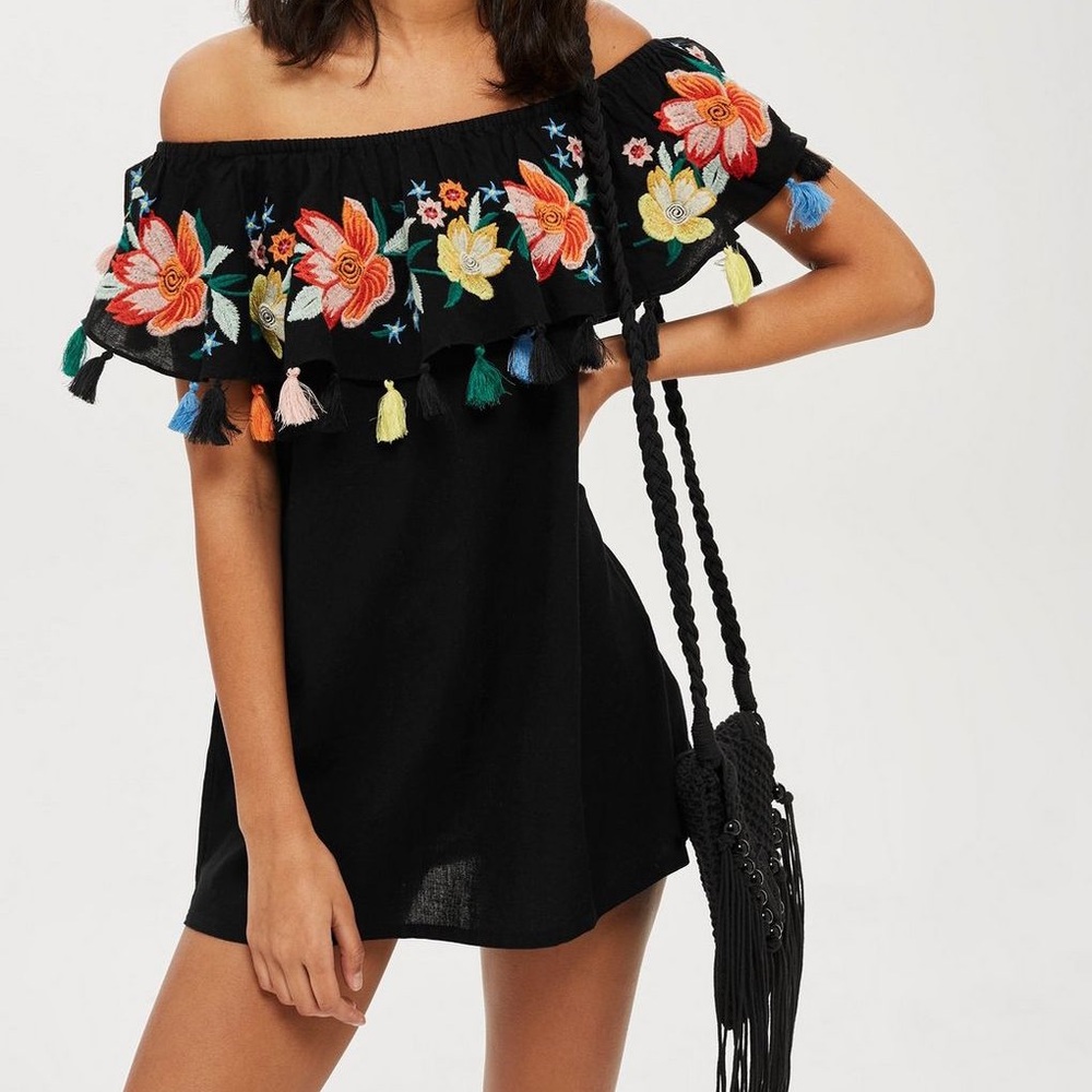 TOPSHOP Off-Shoulder Sundress (Embroidered)